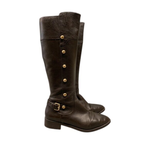 Michael Kors Carney Riding Boots Women’s 7M‎ Brown Leather Knee High Equestrian - Picture 1 of 16